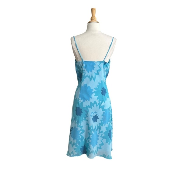 Express Vintage Y2K Chiffon Blue Floral Slip Dress Fairycore Asymmetrical Hem 8 - Picture 6 of 13